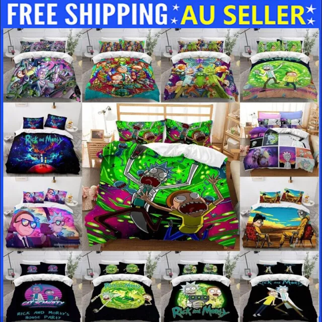 Rick Morty Doona Duvet Cover Bedding Set, Big Mat Carpet Floor Rug Bedroom Gift