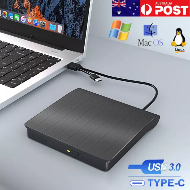 Slim External CD/DVD Drive USB 3.0 Player Burner Writer for Laptop PC Mac HP