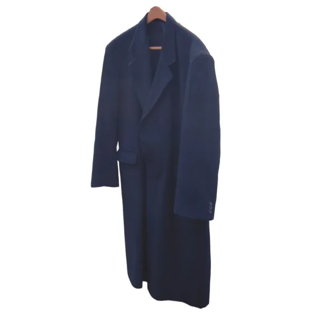 Burberrys Long Coat Jacket Navy Blue Cashmere and Wool Men's Size 44 US VINTAGE