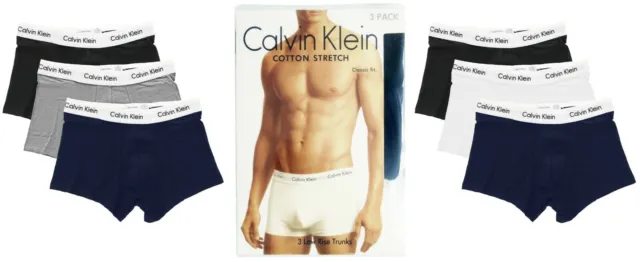 Calvin Klein Men's Low Rise Trunks 3-Pack Classic Fit, Cotton Stretch Underwear