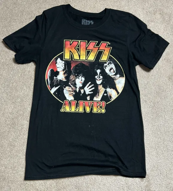 Kiss Alive  Band T-Shirt Black Tee Mens Size S
