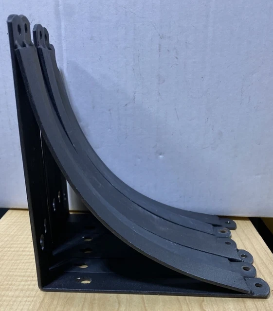 Lot of 6 Shelf Bracket Black Powder Coat 5" x 6 1/4". Rustic Cast Iron