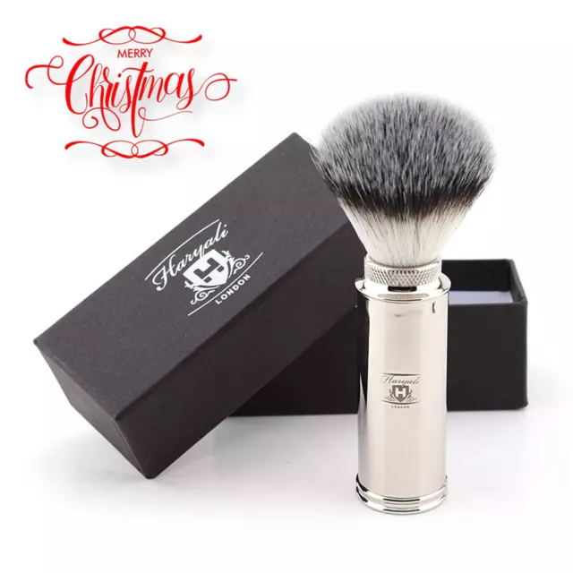 Men Shaving Brush Travel Stainless Steel With Synthetic Hair Made In England