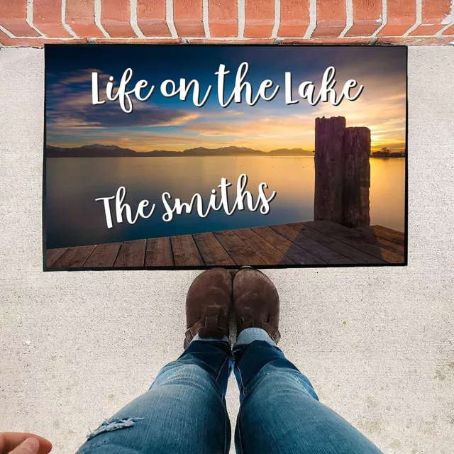 Custom Lake House Doormat, 24” x 36”, Life On The Lake Door Mat