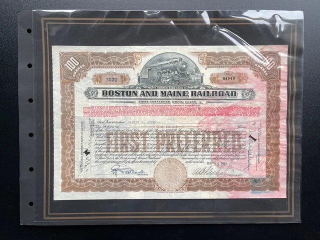 Hist. Rare Partager 1943 Boston And Maine Railroad Environ 31x20cm 1717