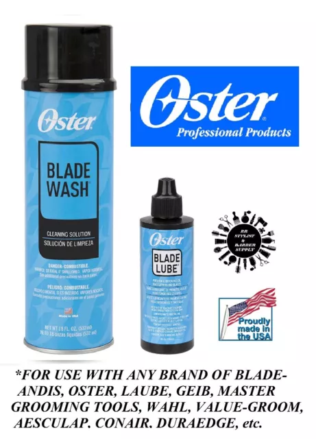 OSTER BLADE WASH DIP Cleaner Lubricant&BLADE LUBE OIL*AlsoFor Wahl,Andis CLIPPER