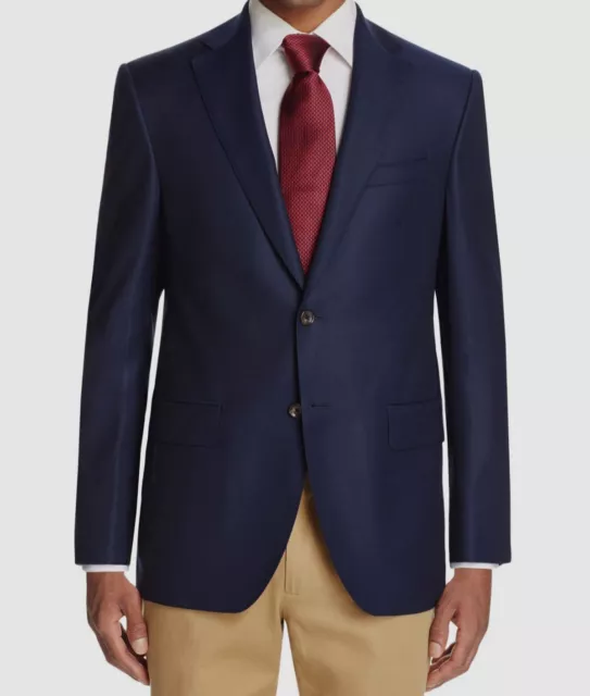 $695 Jack Victor 44L Men's Blue Regular Fit Suit Sport Coat Jacket Blazer