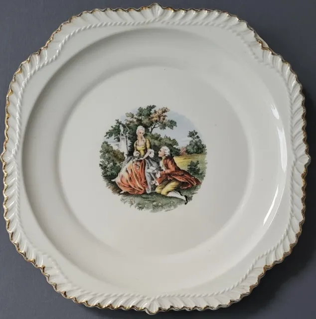 Vintage Harker Pottery Square Dessert Plate 22K Gold George & Martha Washington