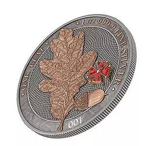 Germania 2019 5 Mark - Oak Leaf - Red Crystal Cross - 1 Oz silber Münze