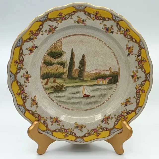 FRENCH COUNTRY WONG Lee WL 1895 Crackled Porcelain Plate Sailing ...