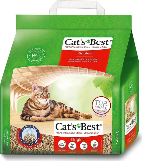 Cats Best Oko Plus 100% Biodegradable Wood Fibres Clumping Cat Litter 10L ,4.3KG