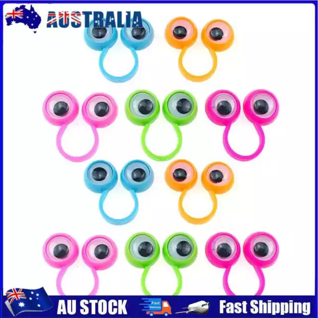 Funny Eye Finger Puppets Plastic Rings with Wiggle Eyes Capsule Toy (10pcs) AU