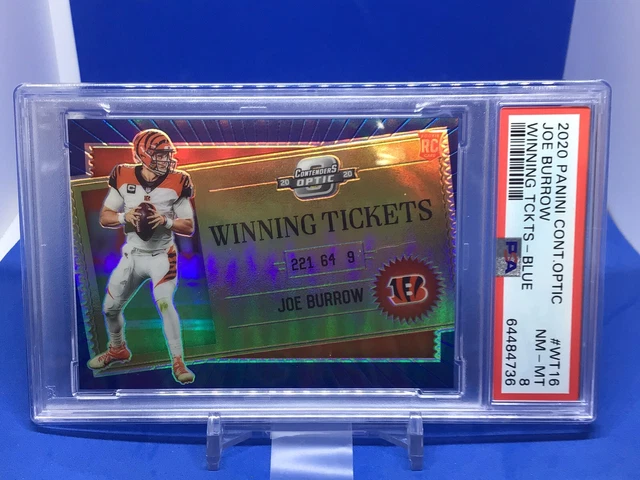 2020 Contenders Optic Joe Burrow Winning Ticket Rookie RC Blue PSA 8 /99 SP