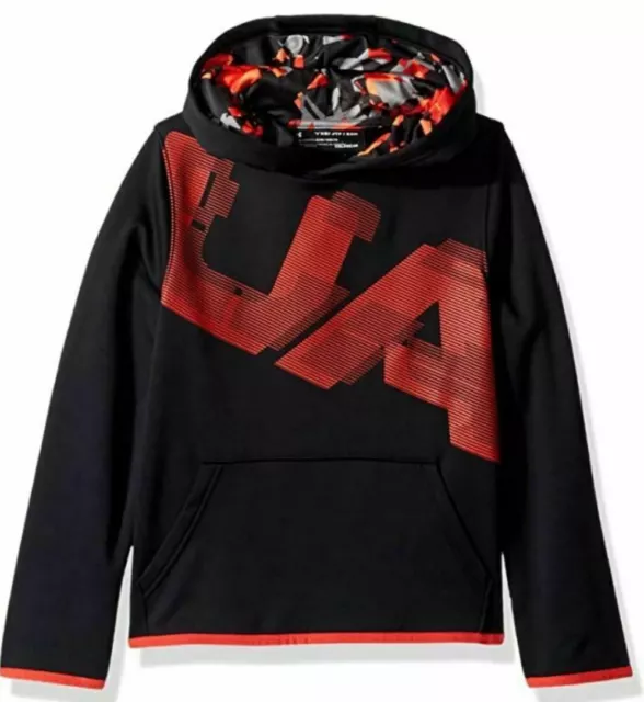 NEW Under Armour Boy's Highlight Big Logo Graphic Fleece Hoodie Youth SMALL