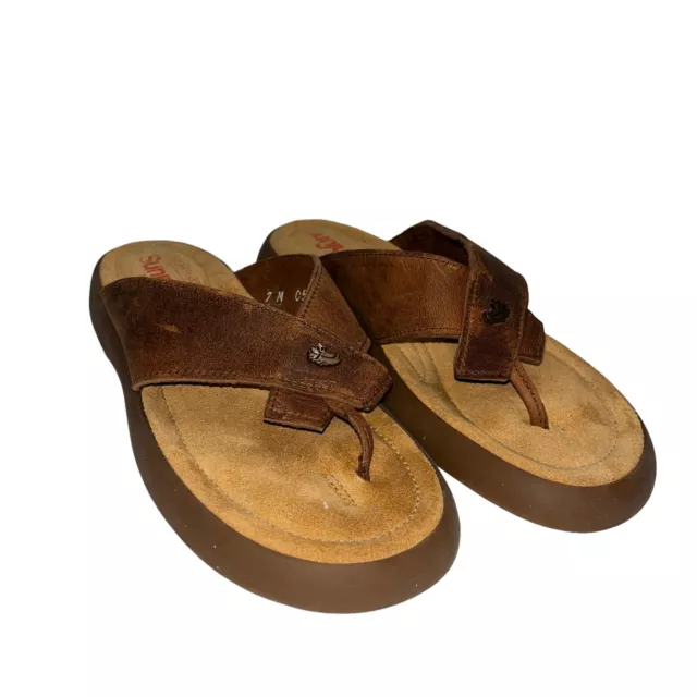 GH Bass & Co Sunjuns Heritage Collection Women's Size 7 Leather Flip Flops EUC