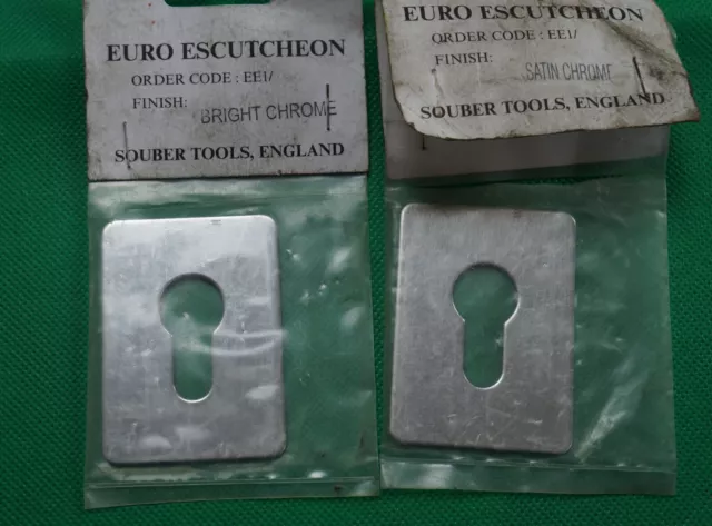 Self Adhesive 45mm x 65mm Euro Escutcheon - Bright Chrome - pair