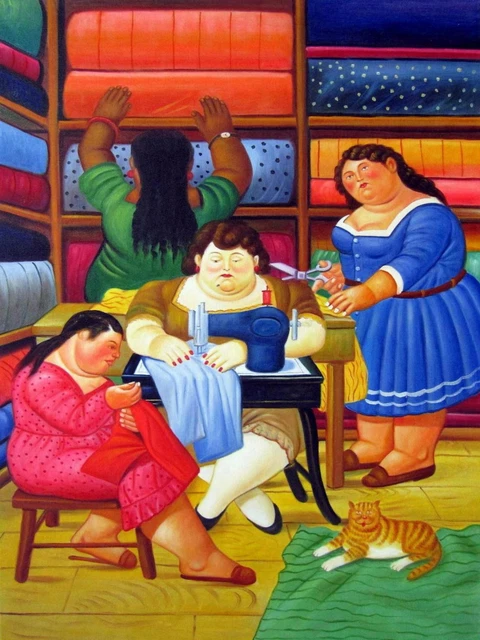36x48 inches Rep. Fernando Botero Oil Painting Canvas Handmade Art Wall Decor03D