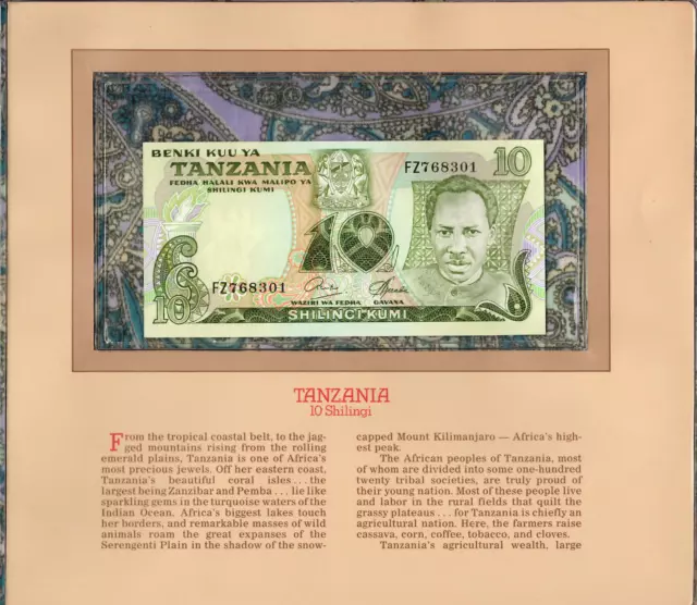 Most Treasured Banknotes Tanzania 10 Shilingi 1978 P-6b UNC Prefix FZ sig 6