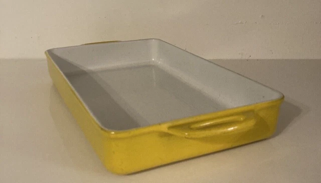 Vtg MCM COPCO Michael Lax  Enameled Cast Iron  Baking Dish 14” Denmark YELLOW