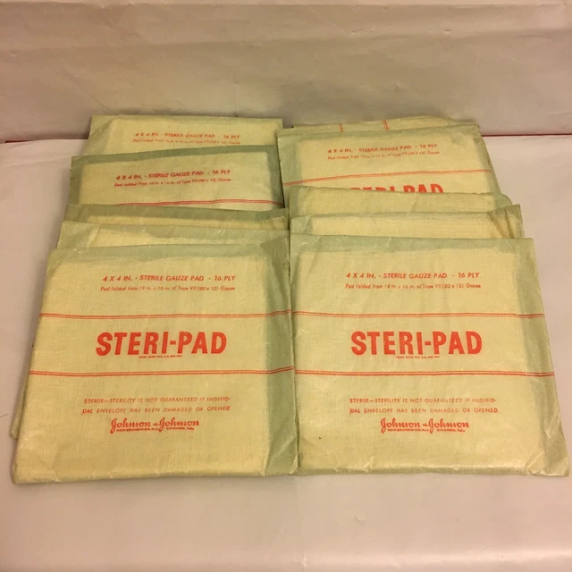 VINTAGE STERI•PAD GAUZE Pads Sterile Johnson and Johnson Medium 4x4