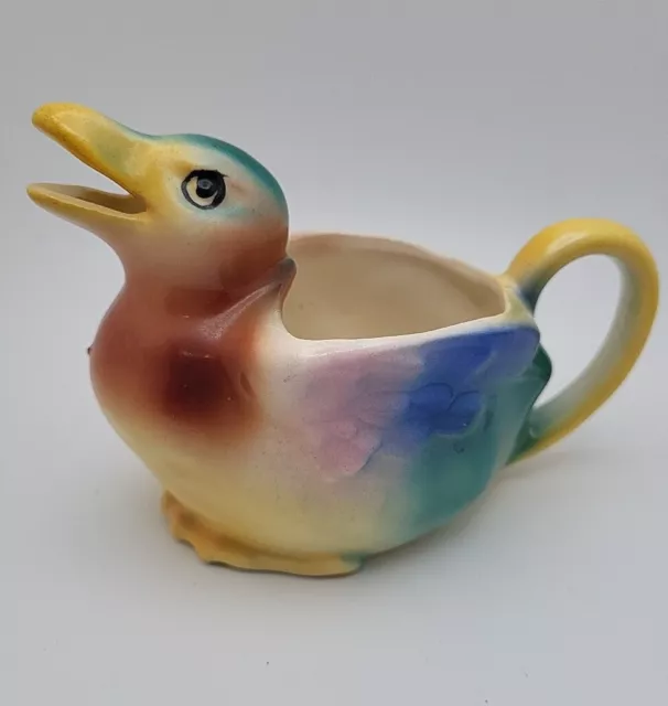 Vintage 1930's Ceramic Art Duck Bird Creamer Pitcher Made in Czechoslovakia