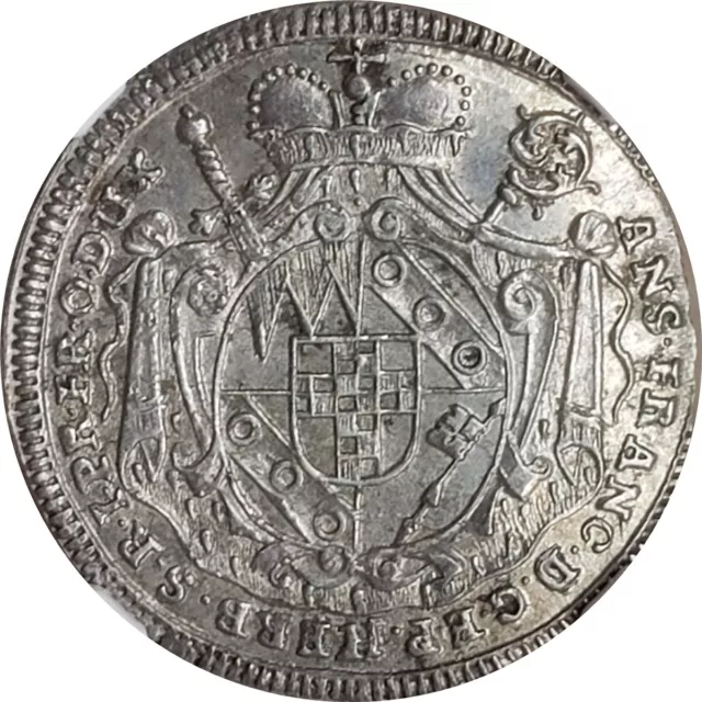 1749 Wurzburg 3 kreuzer - NGC MS-64 - Death of archbishop