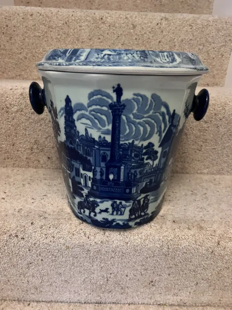 Vintage Victoria Ware Ironstone Blue White Large Chamber Pot with Removable Bowl