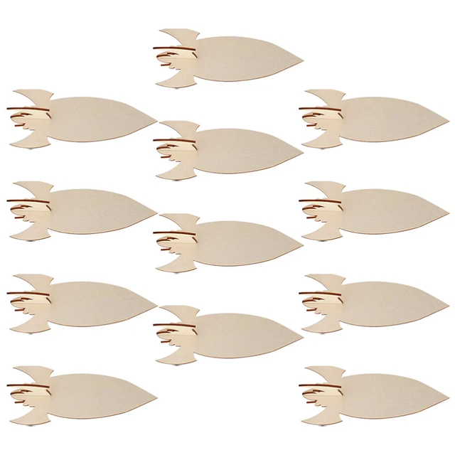 UNFINISHED ROCKET HANDPAINTED DIY Wooden Crafts Set Student £15.19