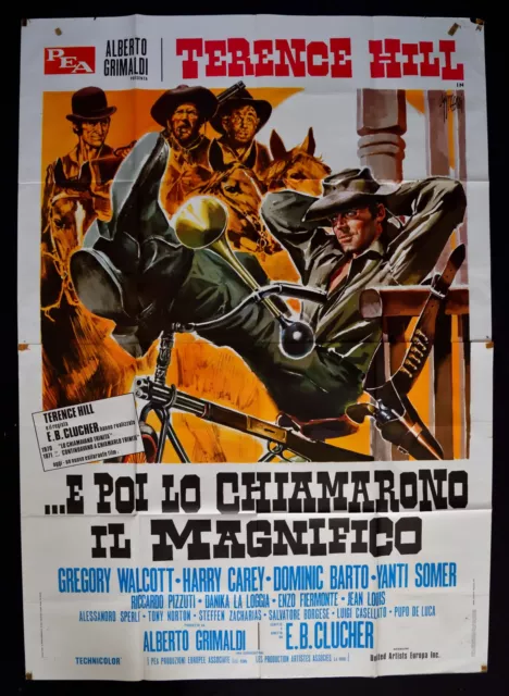 manifesto E POI LO CHIAMARONO IL MAGNIFICO terence hill clucker bicicletta A218