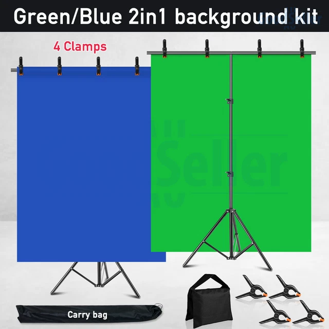 BLUE & GREEN Screen Photo Backdrop Stand Adjustanle Background Support