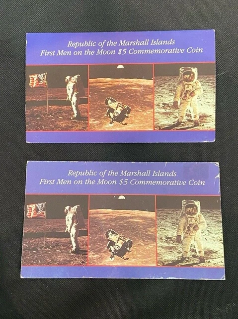 First Men on the Moon $5 Commem. Coin - Rep. of  Marshall Islands- Lot of Two