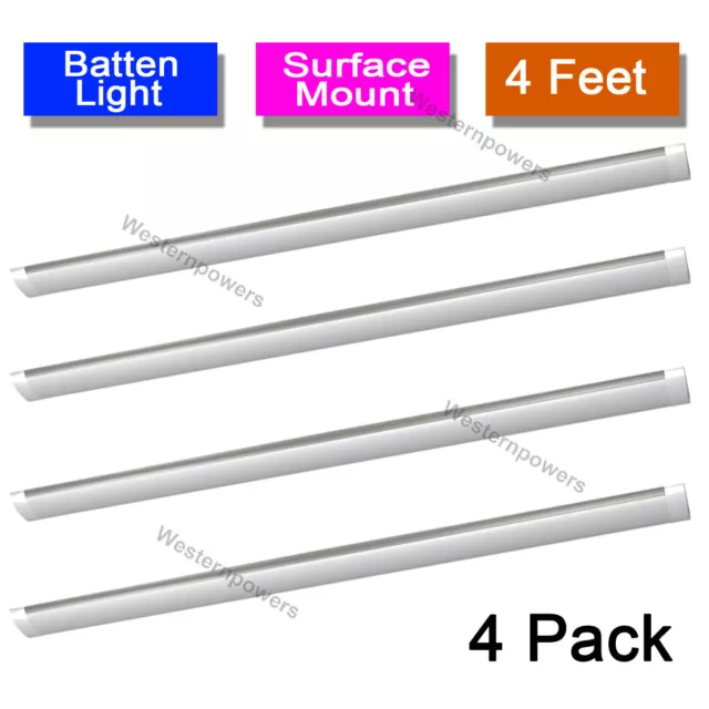 4 Pack LED Shop Light Utility Ceiling Garage Workshop Easy Mount LED 36W (144W) 3