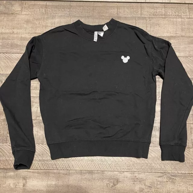 Divided H&M Black Long Sleeve Sweatshirt Disney Mickey Mouse Logo size XS