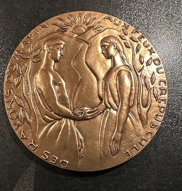 RARE ANCIENNE GROSSE plaque médaille bronze AUGUSTE RATEAU 1863-1930 XX