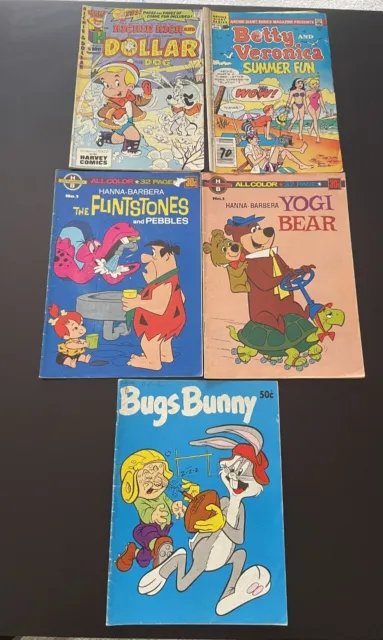 Lot of 5 Comics: Flintstones, Yogi Bear, Bugs Bunny, Richie Rich, Archie Series