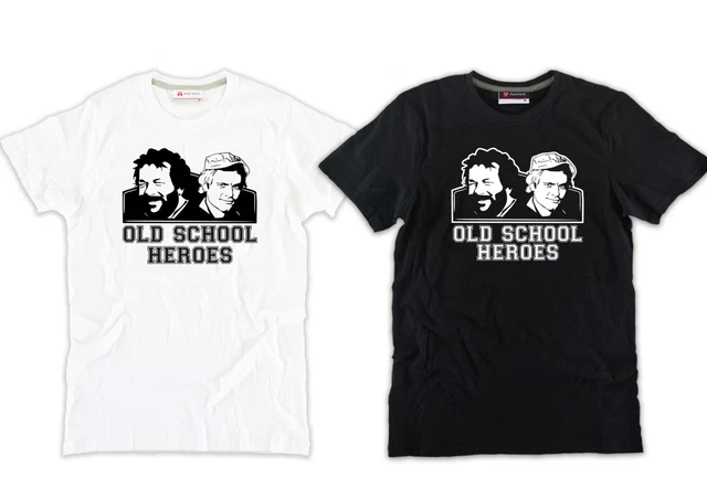 T-shirt BUD SPENCER e TERENCE HILL Old school heroes volto bianca e nera cotone