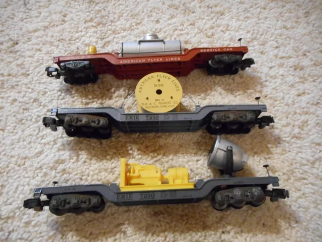 S  Guage American Flyer #936, #948 & #946 Depressed Center Flat Car Group