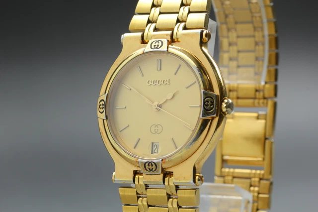 VINTAGE GUCCI 9200M Gold Dial Gold Plated Quartz Midsize Mens Watch From JAPAN 193.50 PicClick UK