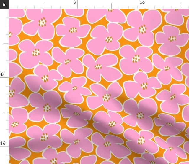 Bright Modern Floral Bold 70S Tropical Pink Retro Spoonflower Fabric by the Yard