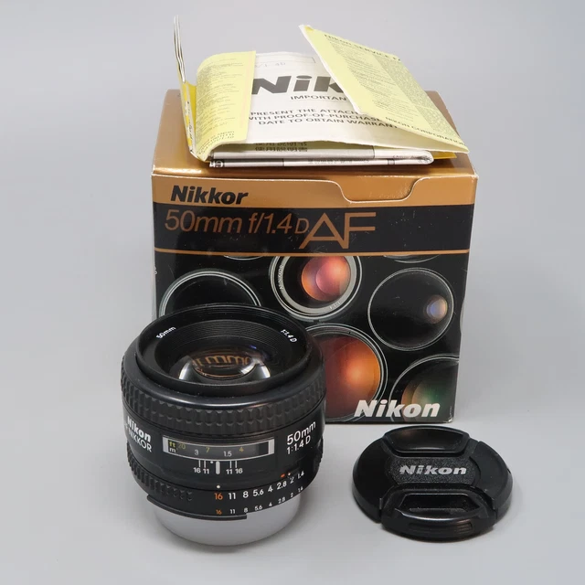 Nikon AF Nikkor 50mm f/1.4D Standard Prime Lens - plus caps --