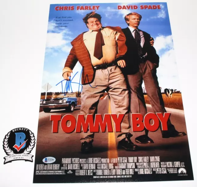 DAVID SPADE SIGNED 'TOMMY BOY' 12x18 MOVIE POSTER SNL ACTOR BECKETT BAS COA