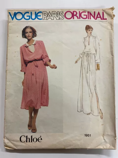 VOGUE CHLOE Paper Sewing Pattern, Dress,  Complete, Cut #1951, Size 14