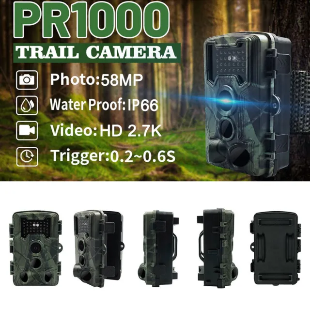 58MP Wildlife Trail Camera 1080P HD Game Night Vision Outdoor Motion Hunting Cam 2