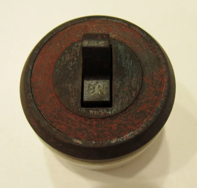 Vintage Round Toggle Light Switch, 3-Way, Bakelite/Porcelain, Brown, Bryant,