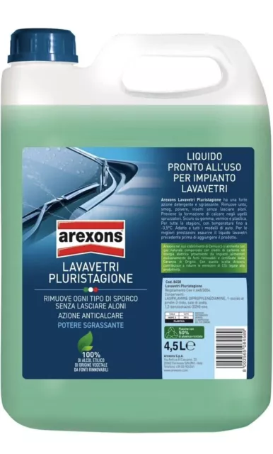 AREXONS LAVAVETRI PLURISTAGIONE -3.5 °C Liquido lavavetri auto 4.5 l per  tergicristalli pronto all'uso, detergente vetri , azione sgrassante,  rimuove