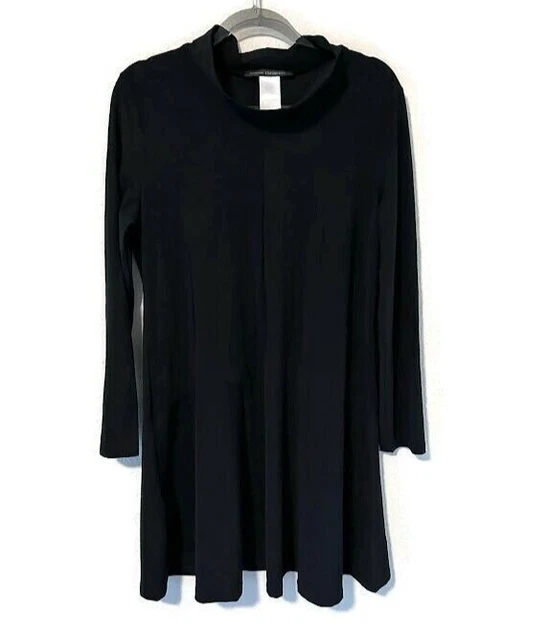 ELEMENTE CLEMENTE OSKA Tunic Long Sleeve Top 3 L Lagenlook Black Mock Neck