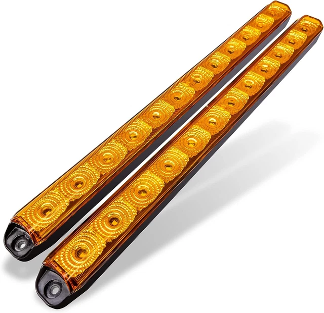 TRUE MODS 2Pc 16" 12 Amber LED Trailer Light Bar [Hazard + Sequential Turn Signa