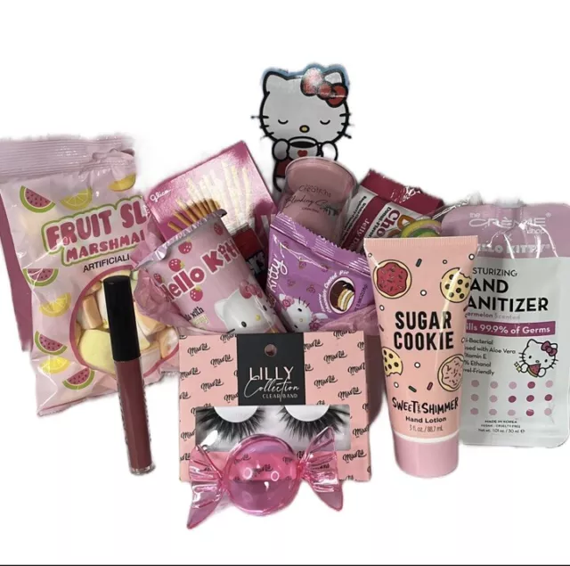 Hello Kitty Snack Mix And Makeup Girly Girl Pink Basket