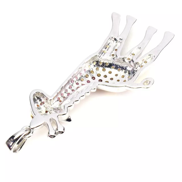 Heizbar Saphir Rund Diamantschliff 925 Sterlingsilber Giraffe Anhänger 3