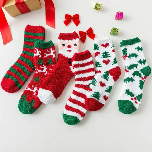 Christmas Socks Gift Mens Xmas Warm Winter Fluffy Cute Ladies Stocking Girls
